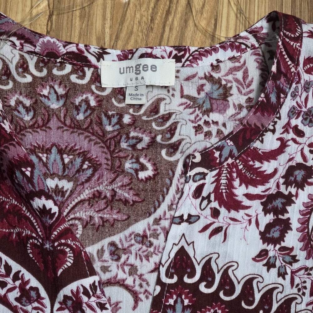 Umgee Paisley Stripe Boho Tunic Dress Women's‎ Size Small V Neck 3/4 Sleeve - Picture 3 of 7